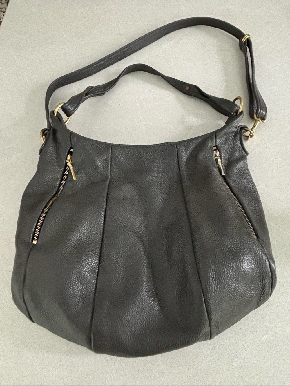 Reed Krakoff Gray Pebbled Leather Slouchy Hobo Shoulder Bag Crossbody Luxury